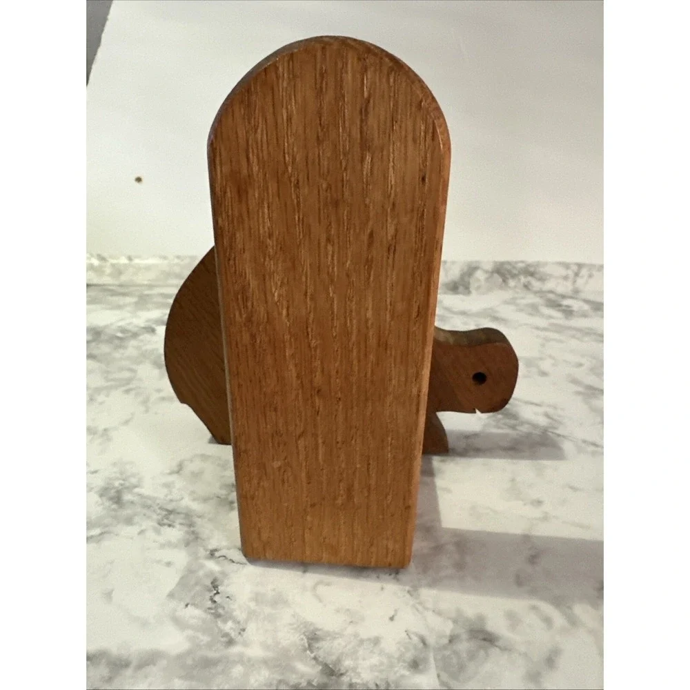 Turtle‎ Napkin Holder Wood Hand Carved MCM Vintage Decor